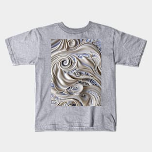 Swirly Flowing Ivory And Cobalt Curlicues Kids T-Shirt